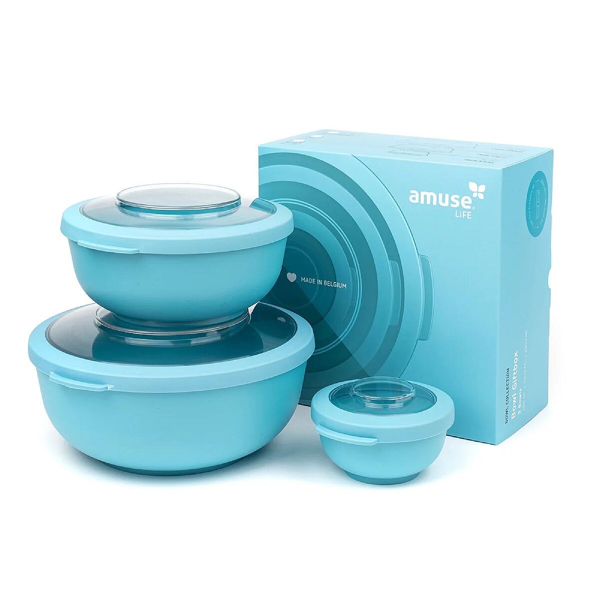 Amuse 3 miski z pokrywkami błękitne