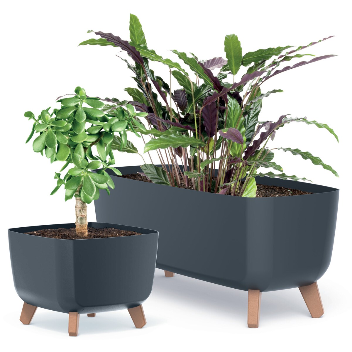 Doniczka Donica Ogrodowa 24 Cm Na Nóżkach Dekoracyjna Antracytowa