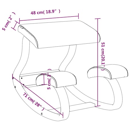 vidaXL Krzesło klęcznik, brązowe, 48x71x51 cm, sklejka brzozowa