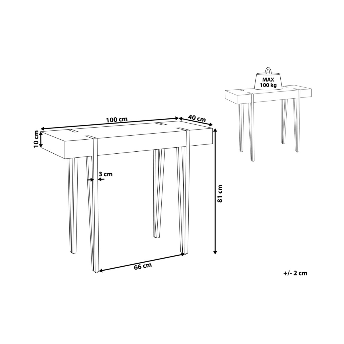 Konsola efekt betonu z czarnym ADENA