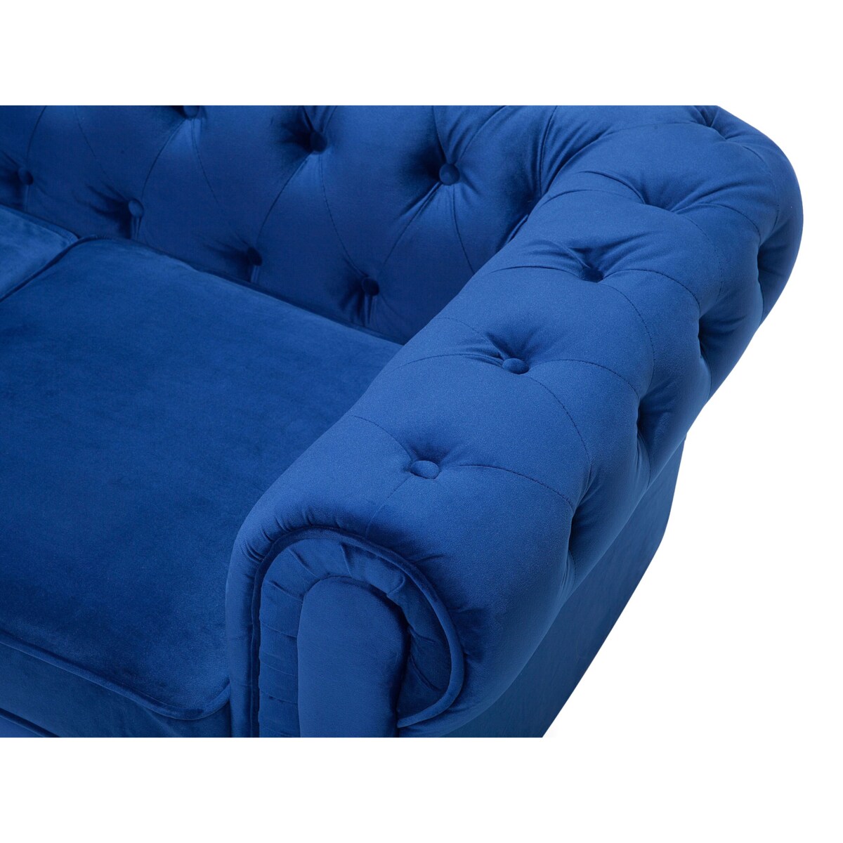 Sofa 3-osobowa welurowa niebieska CHESTERFIELD