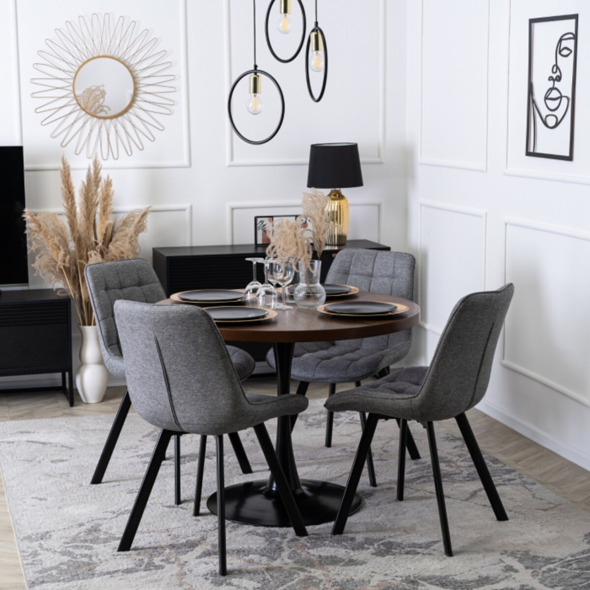 Krzesło Tapicerowane Do Jadalni Kuchni Salonu Loft Pikowane Szare RICK 2