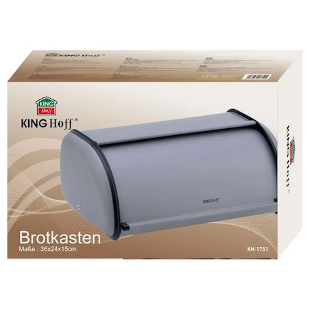 Chlebak stalowy mały 36cm szary matowy pojemnik na chleb pieczywo bułki KINGHOFF