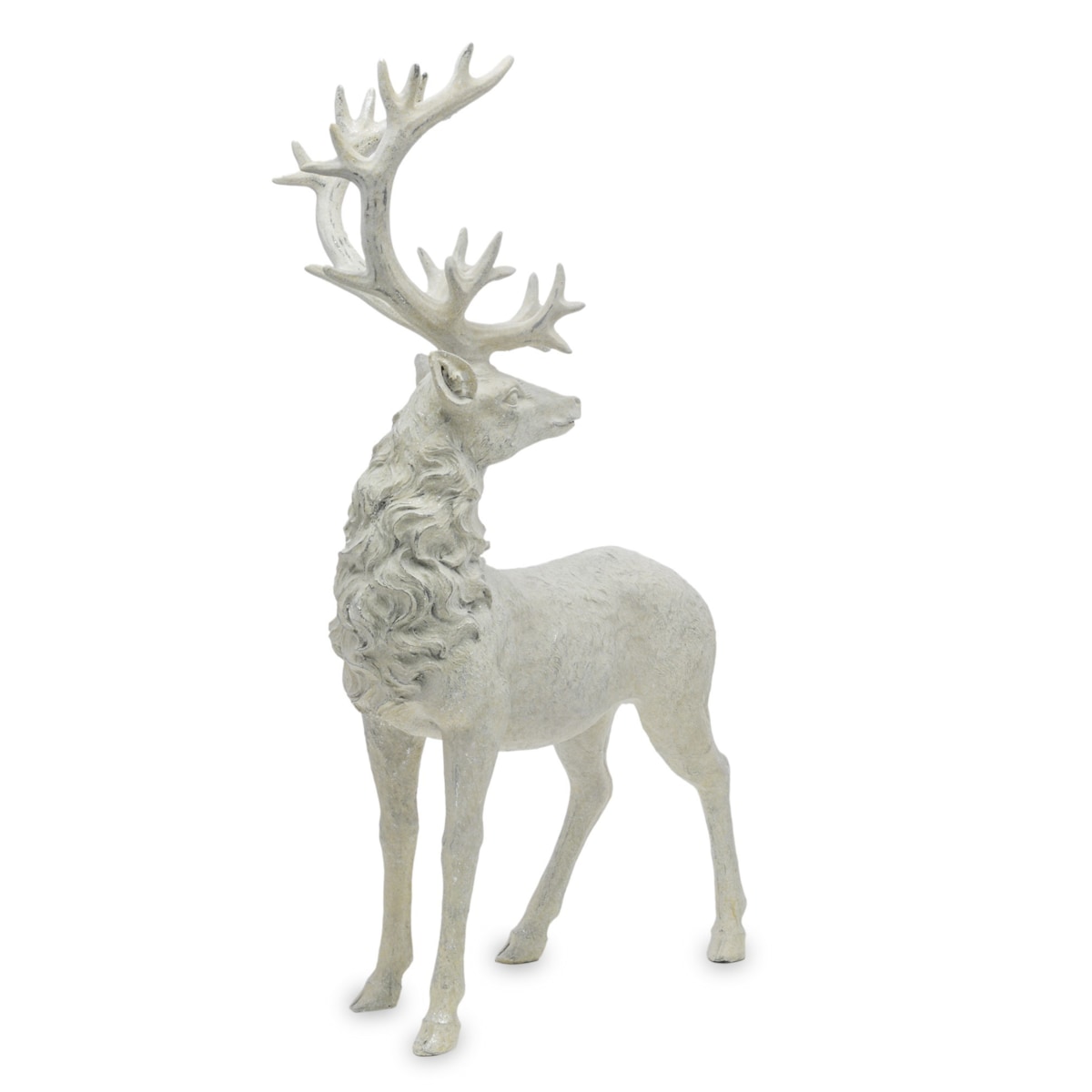 Dekoracja - figurka stojącego białego jelenia 53x30x16 cm KARGU-2 srebrny