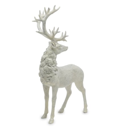 Dekoracja - figurka stojącego białego jelenia 53x30x16 cm KARGU-2 srebrny