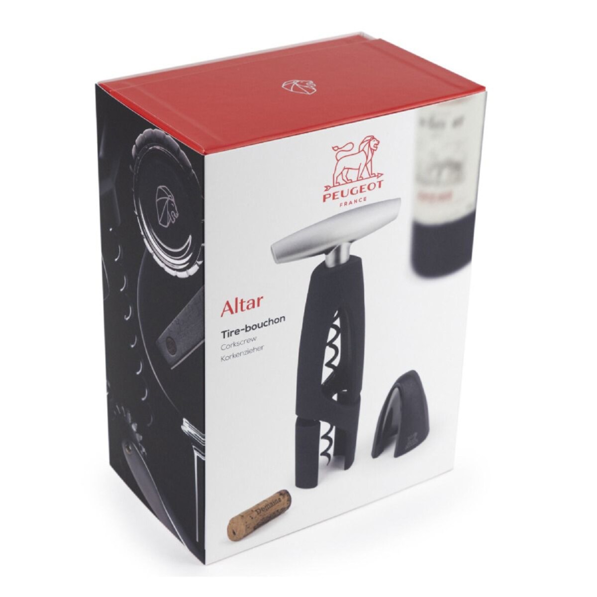Korkociąg z przecinaczem folii Altar czarny, 17 cm, Peugot