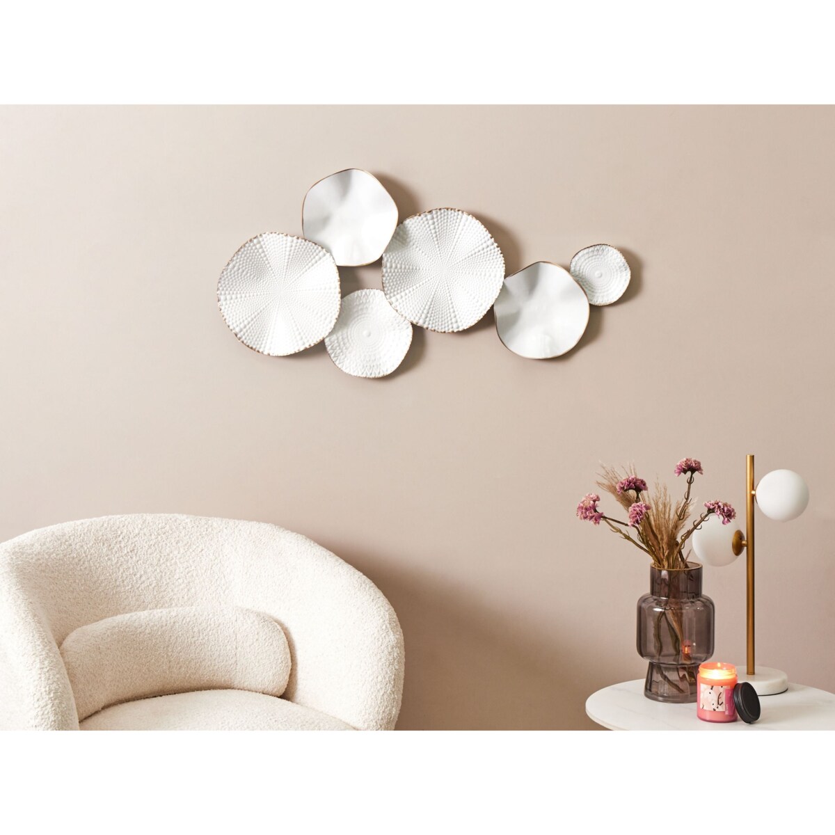 Dekoracja ścienna NEODYNIUM 47 cm Metal Biały