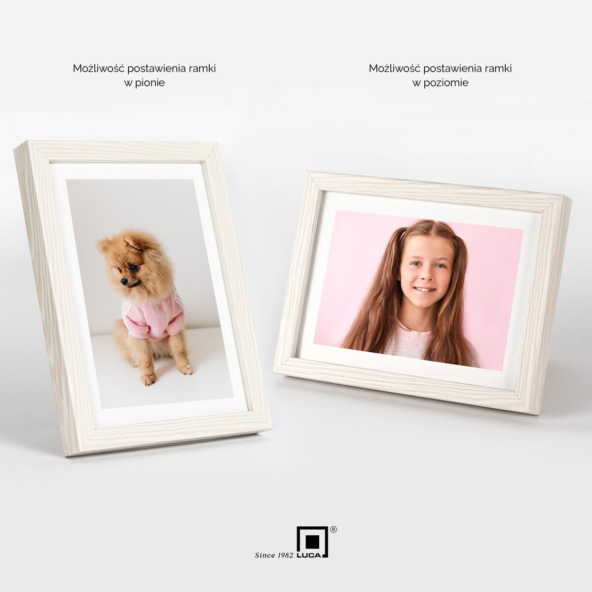 Ramka na zdjęcia 13x18 cm biała z przetarciami rama MDF z plexi do postawienia powieszenia klasyczna ramka