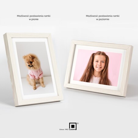 Ramka na zdjęcia 13x18 cm biała z przetarciami rama MDF z plexi do postawienia powieszenia klasyczna ramka