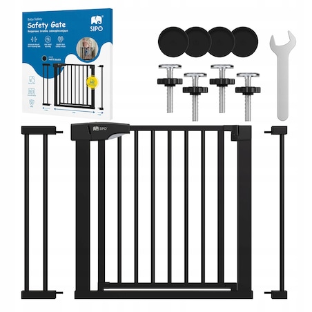 bramka na schody zabezpieczająca, barierka ochronna, sipo, 75-103 cm, czarna