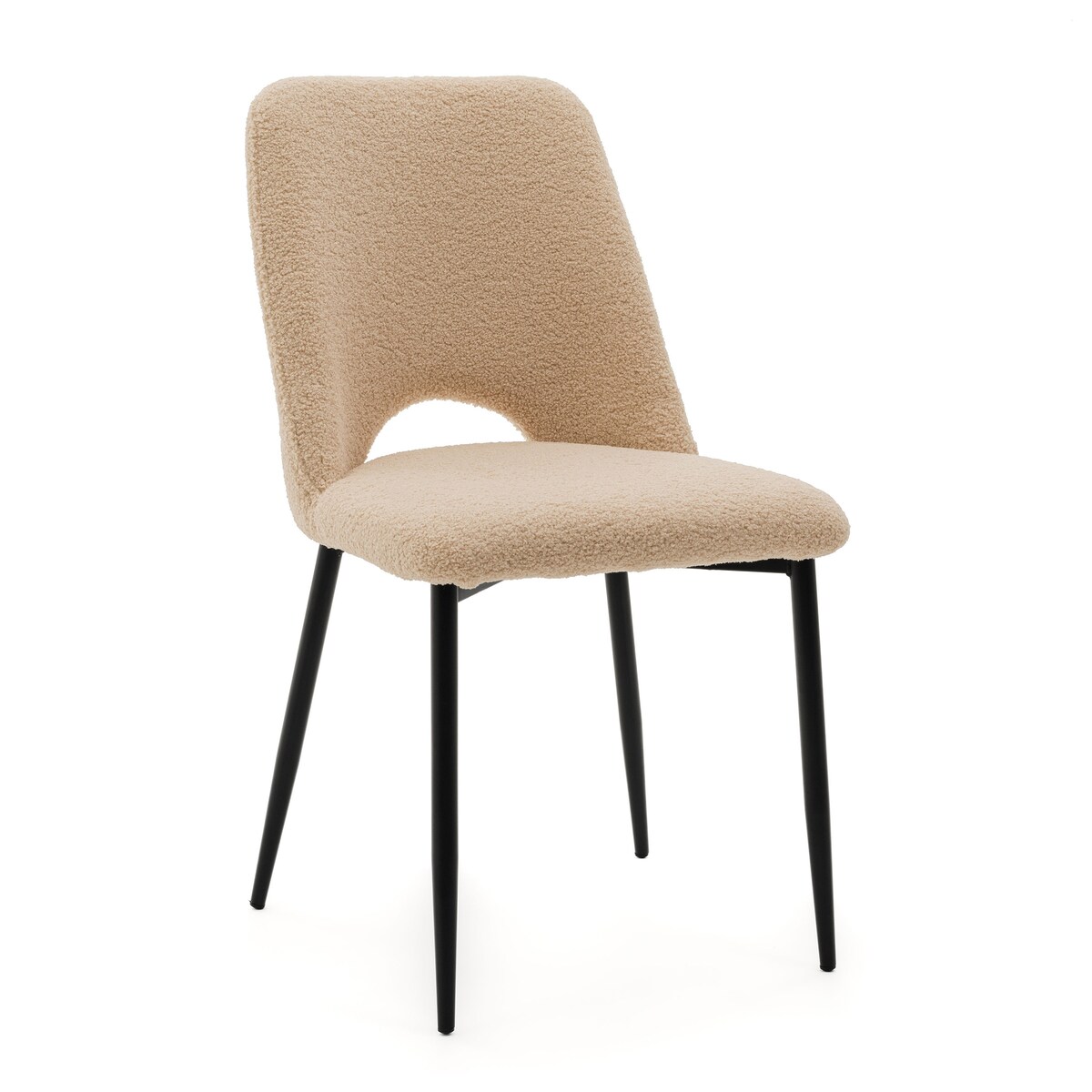 KRZESŁO TAPICEROWANE DO SALONU GLAMOUR TKANINA BOUCLE TEDDY BEŻOWE ORO