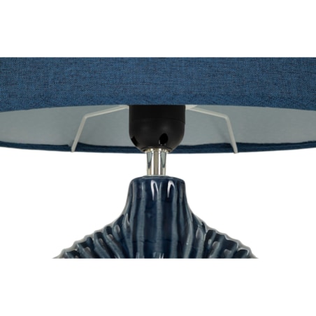 Lampa stołowa Seta, kolor niebieski, ceramika, żelazo i tkanina, 28,5 x 15 x 43 cm, 1 x E14, do salonu i sypialni, Mauro Ferretti