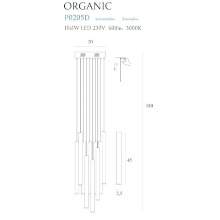 LAMPA wisząca ORGANIC P0205D Maxlight metalowa OPRAWA tuby LED 10W 3000K zwis sople miedź