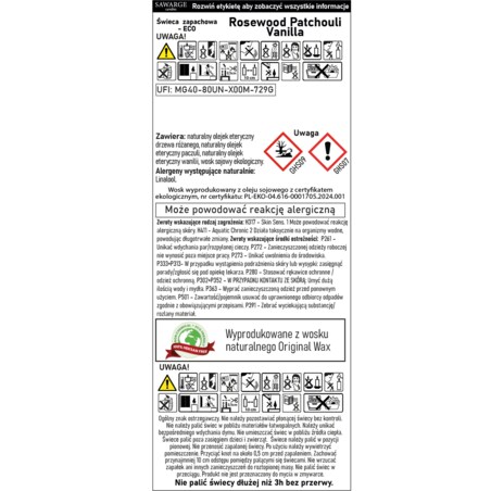 Ekologiczna Świeca Zapachowa Sojowa /Drewniany Knot/40h/Rosewood Vanilla Patchouli 200g