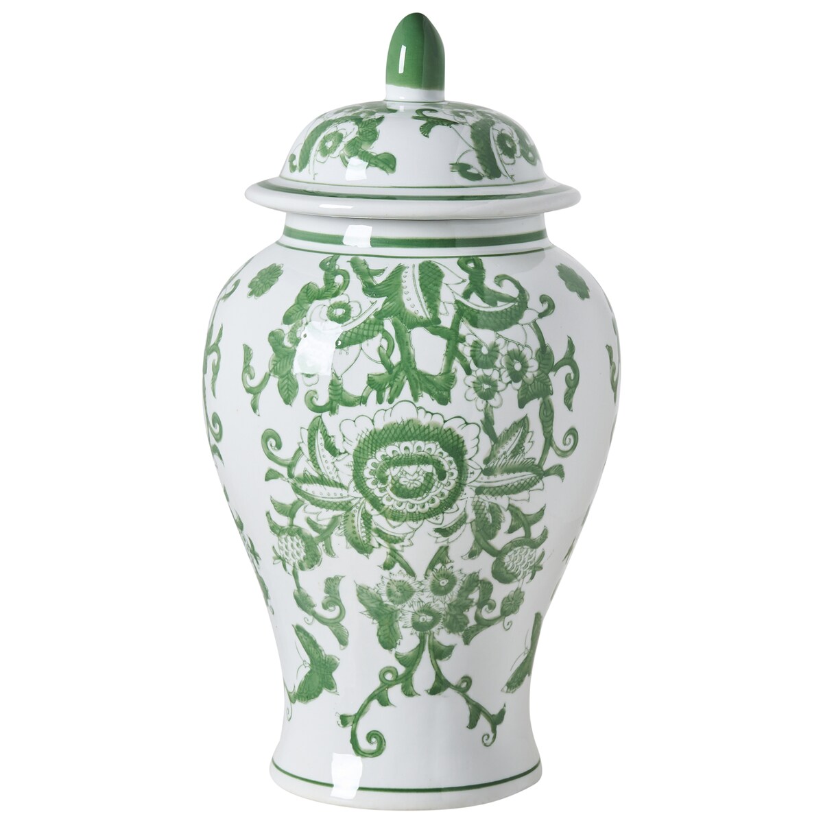 Wazon z pokrywką MONDRAGON Porcelana 37 cm Biały/ zielony