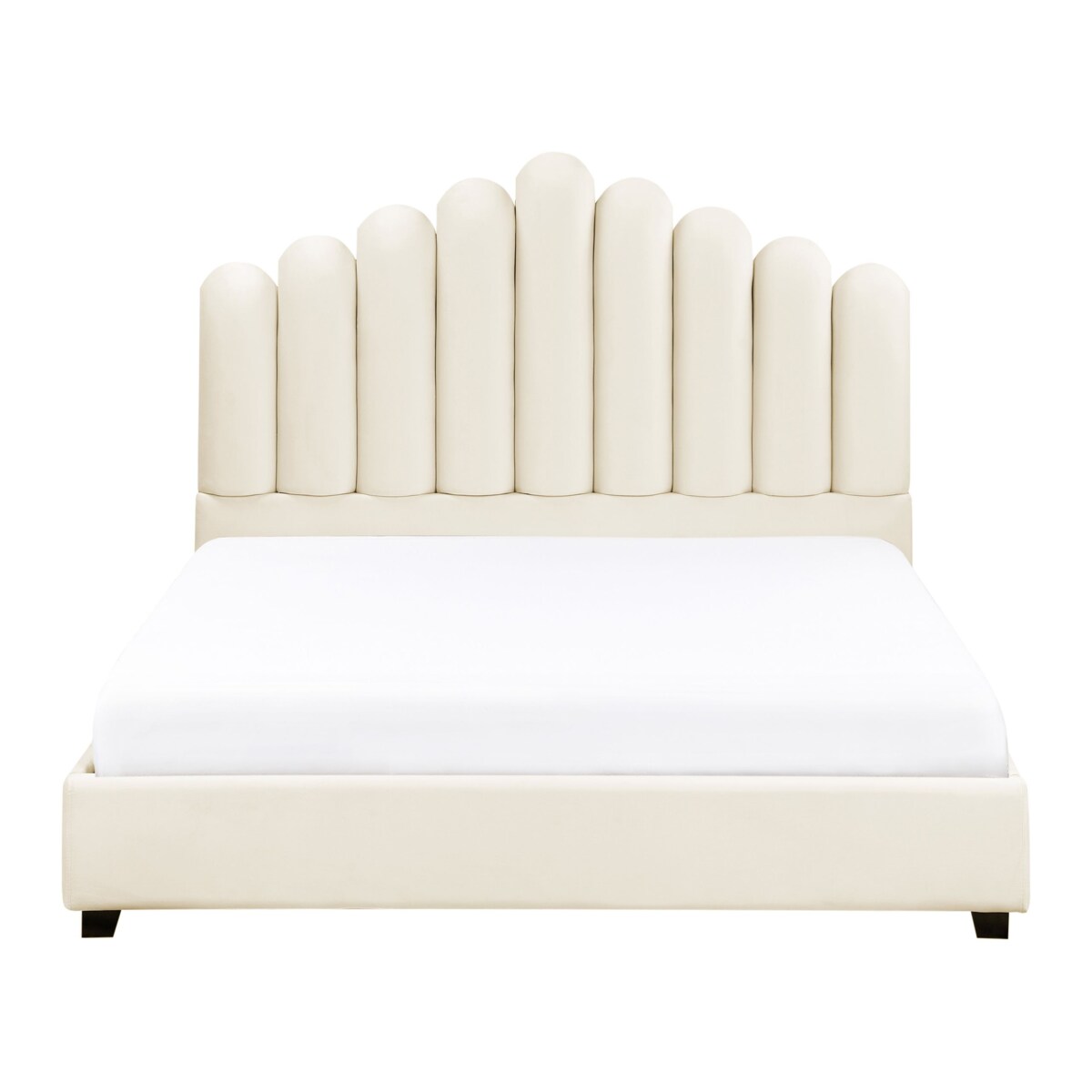 Łóżko Welur VINCENNES 140 x 200 cm Złamana biel