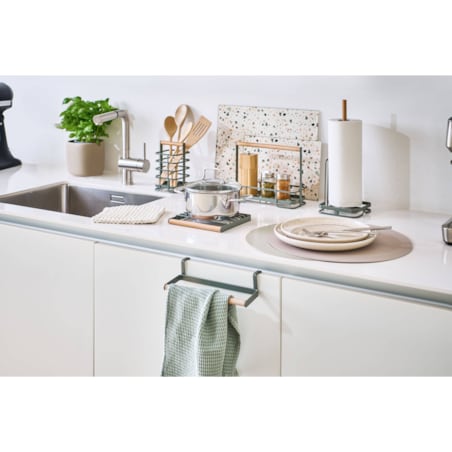 Stojak na sztućce z bambusowym uchwytem, 10 x 10 x 17 cm