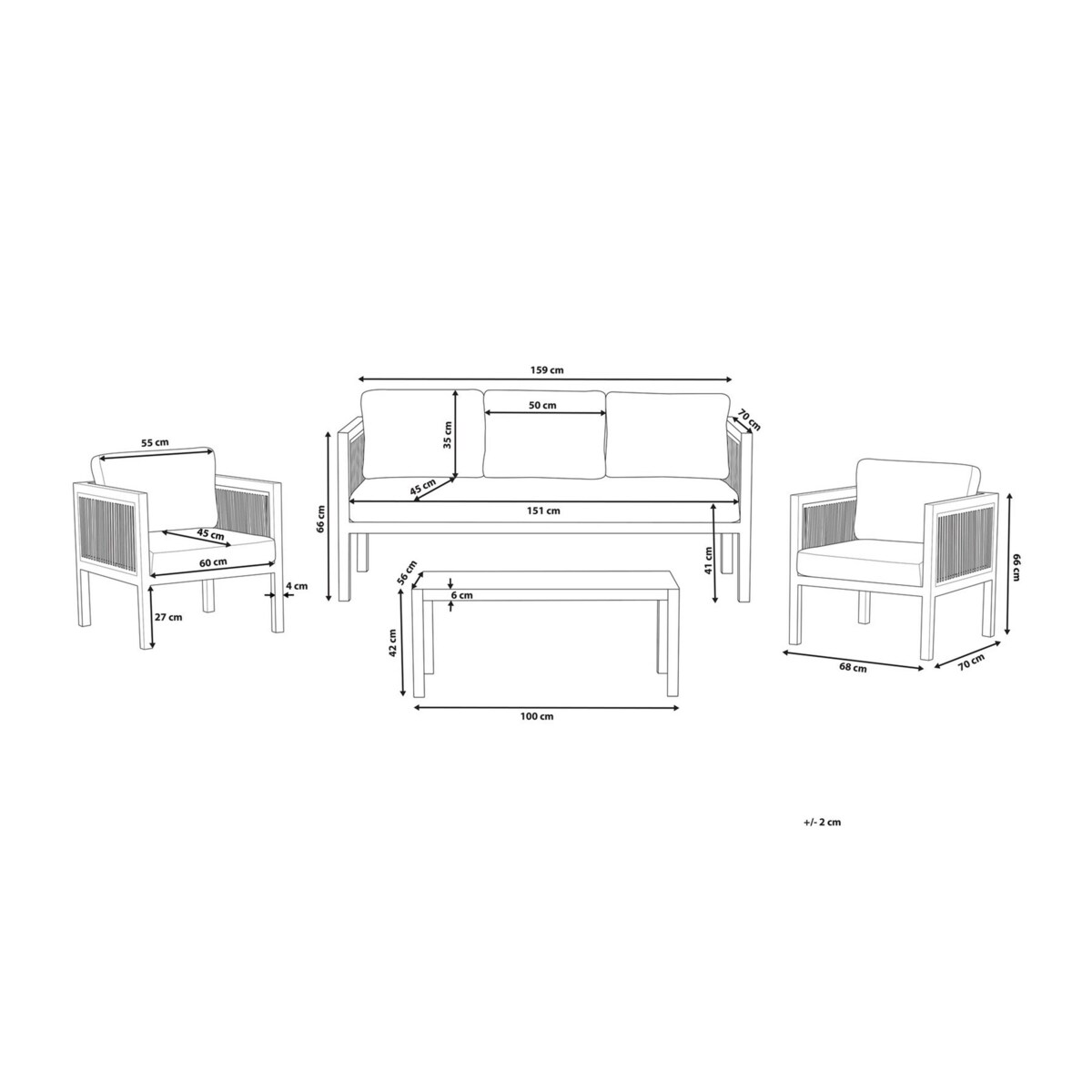 Zestaw ogrodowy 5-osobowy beżowy BORELLO