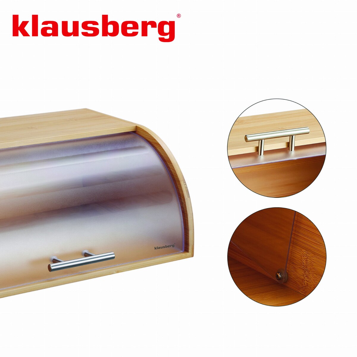 Chlebak bambusowy drewniany 41cm pojemnik na pieczywo chleb bułki KLAUSBERG