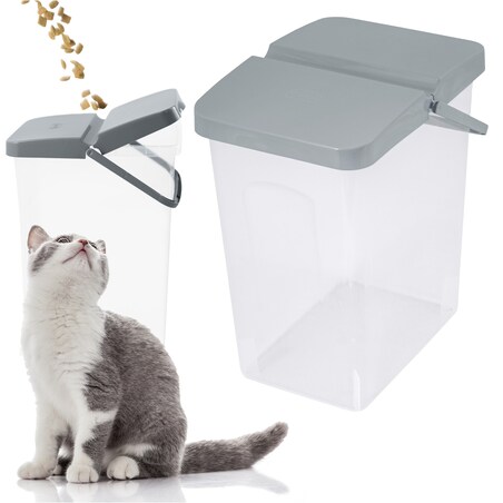 Pojemnik Plastikowy Na Karmę Proszek Z Klapą Pokrywką 10 L Szary