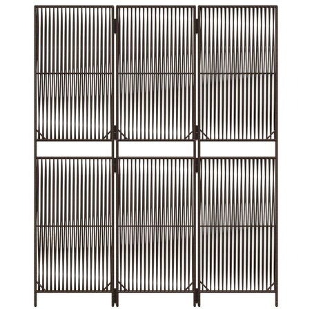 vidaXL Parawan 3-panelowy, brązowy, polirattan