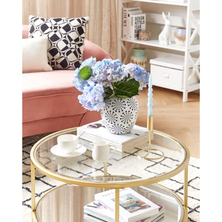 Stolik kawowy BIRNEY Szkło hartowane Złoty