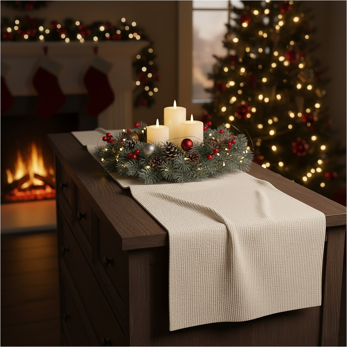 Bieżnik Świąteczny Na Stół Obrus 200X28 Dekoracyjny Ozdobny Na Święta