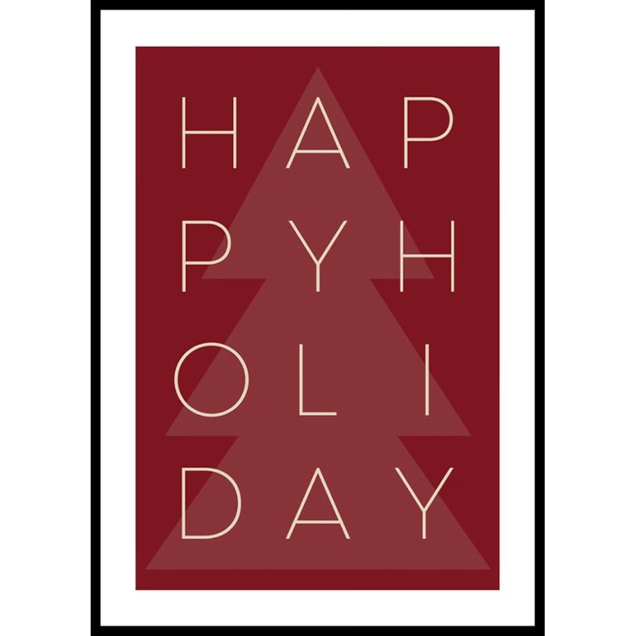 Poster Story, Plakat, Obraz - Happy Holiday na Czerwonym Tle, wymiary 60 x 84 cm