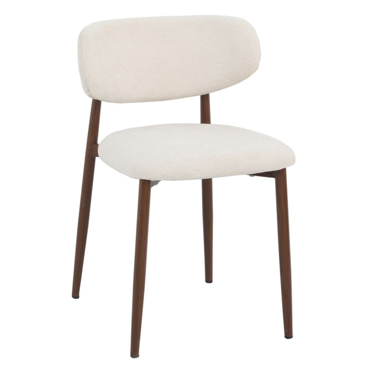 Krzesło INES beżowe metalowe nogi w kolorze drewna tapicerowane