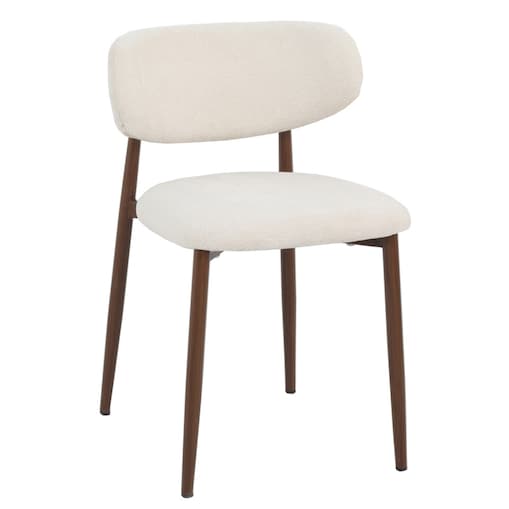 Krzesło INES beżowe metalowe nogi w kolorze drewna tapicerowane