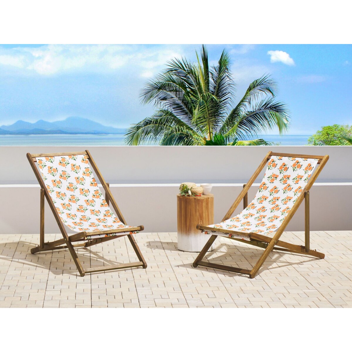 Zestaw 2 tkanin leżakowych wzór w pomarańcze ANZIO / AVELLINO