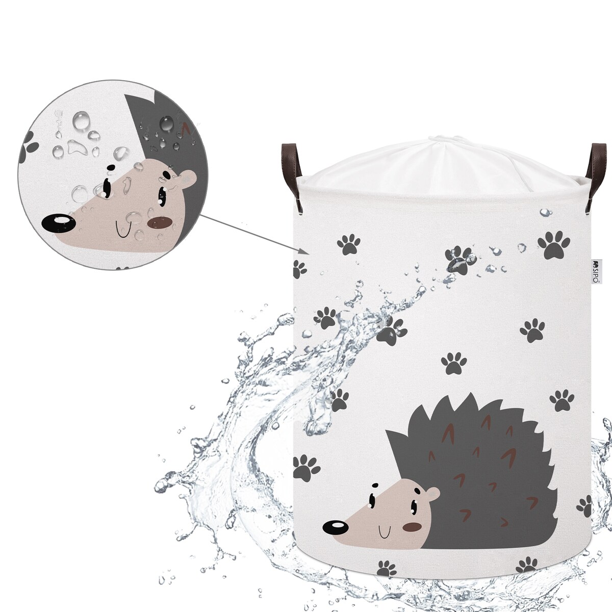 bawełniany kosz na zabawki sipo, zamykany na ściągacz, jeżyk, xl