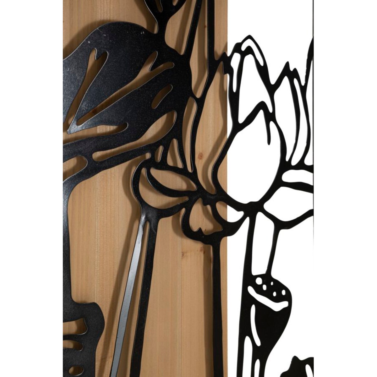 Dekoracja ścienna Lotus, kolor czarny i brązowy, żelazo i płyta MDF, 60 x 90 cm, do salonu i przedpokoju, Mauro Ferretti