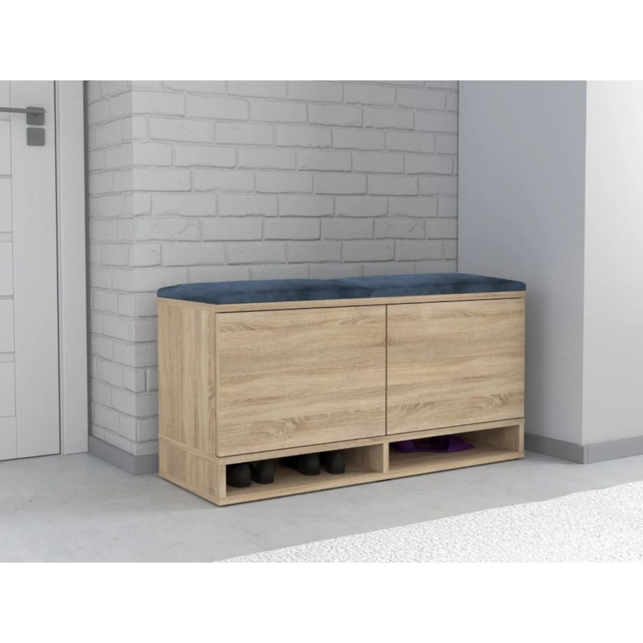 Szafka na buty z siedziskiem DUBAI dąb sonoma/granatowa