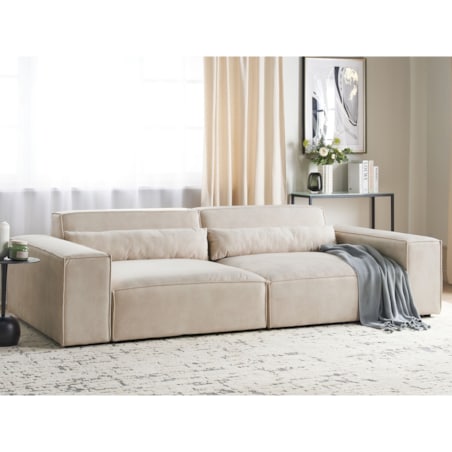 Sofa modułowa 2-osobowa welurowa beżowa HELLNAR