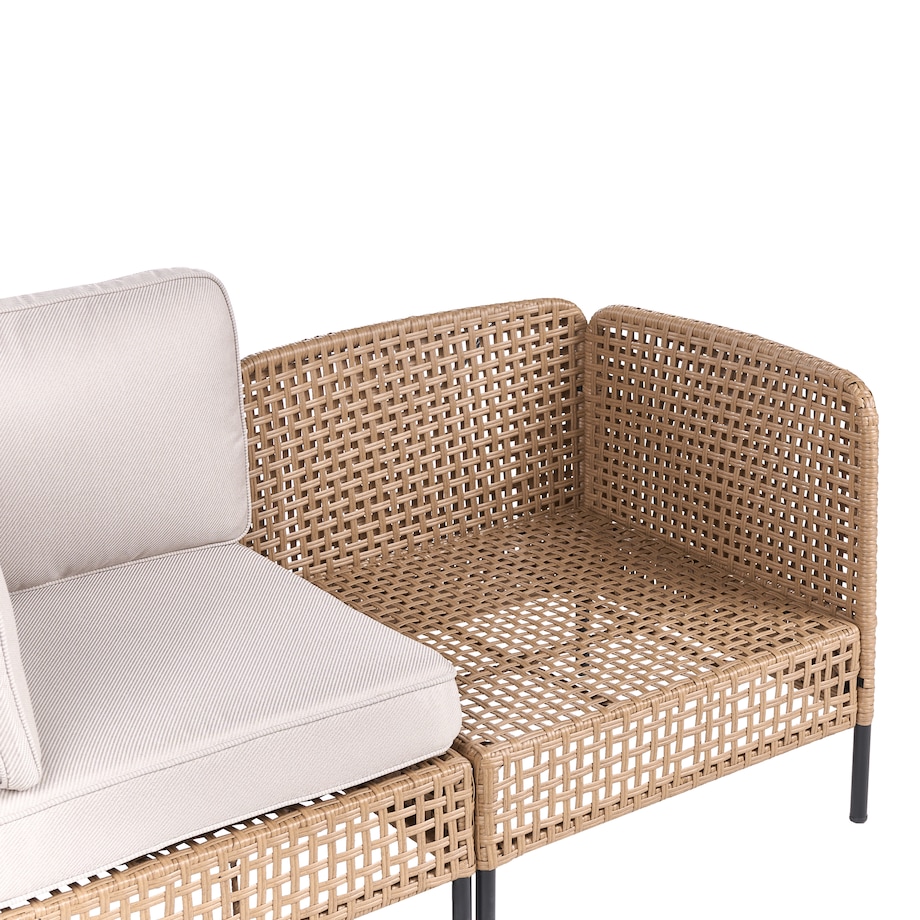 Sofa ogrodowa dla 2 osób OMEGANA Technorattan Jasnobeżowy