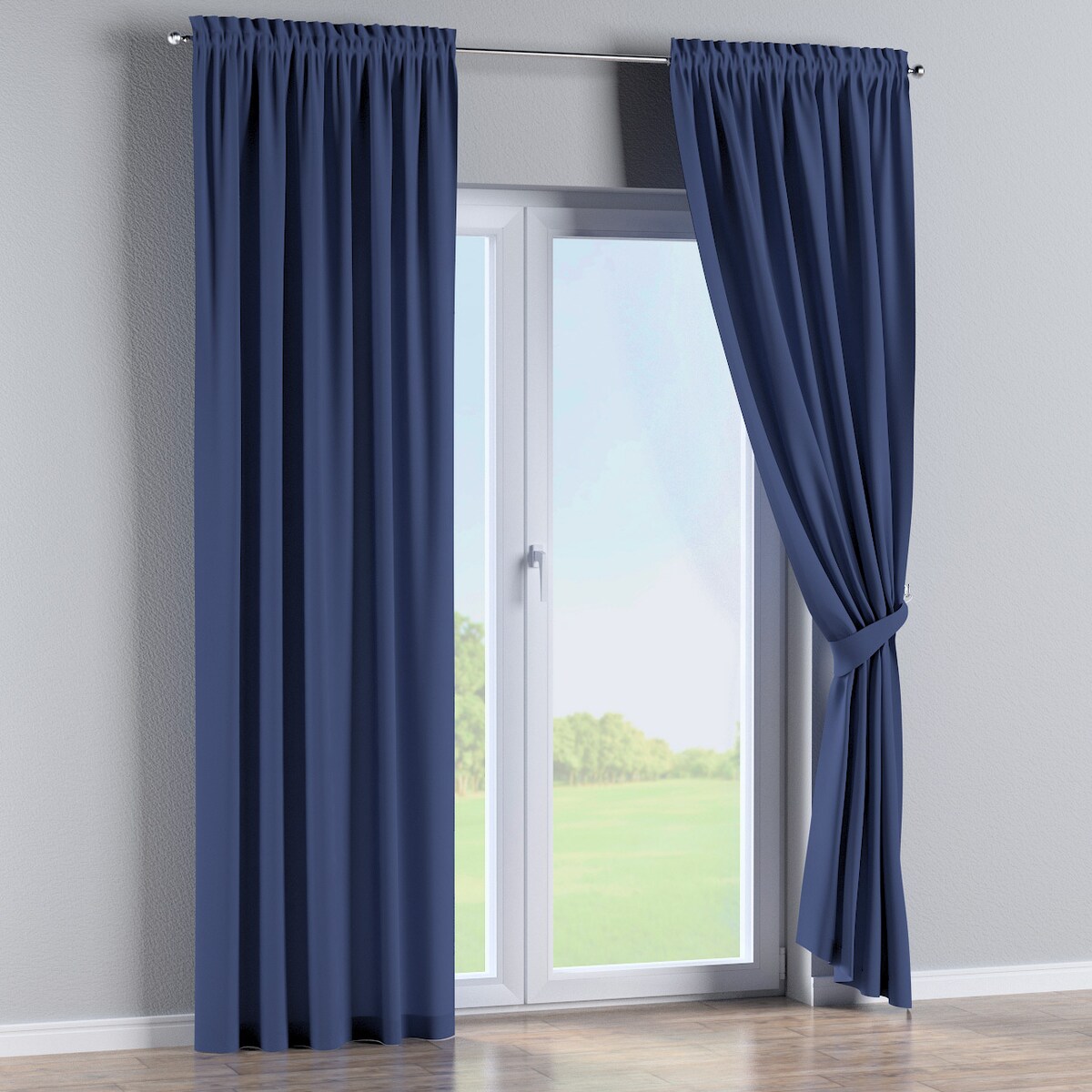 Zasłona na kanale z grzywką 1 szt. 130x245 granatowy