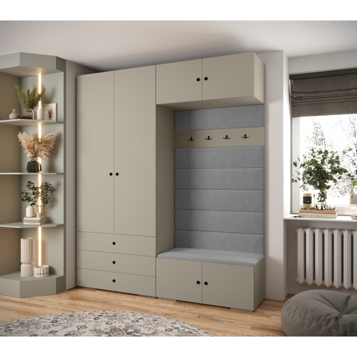 Garderoba do przedpokoju INOVA 2 Z12 kaszmir+czarny+manila16