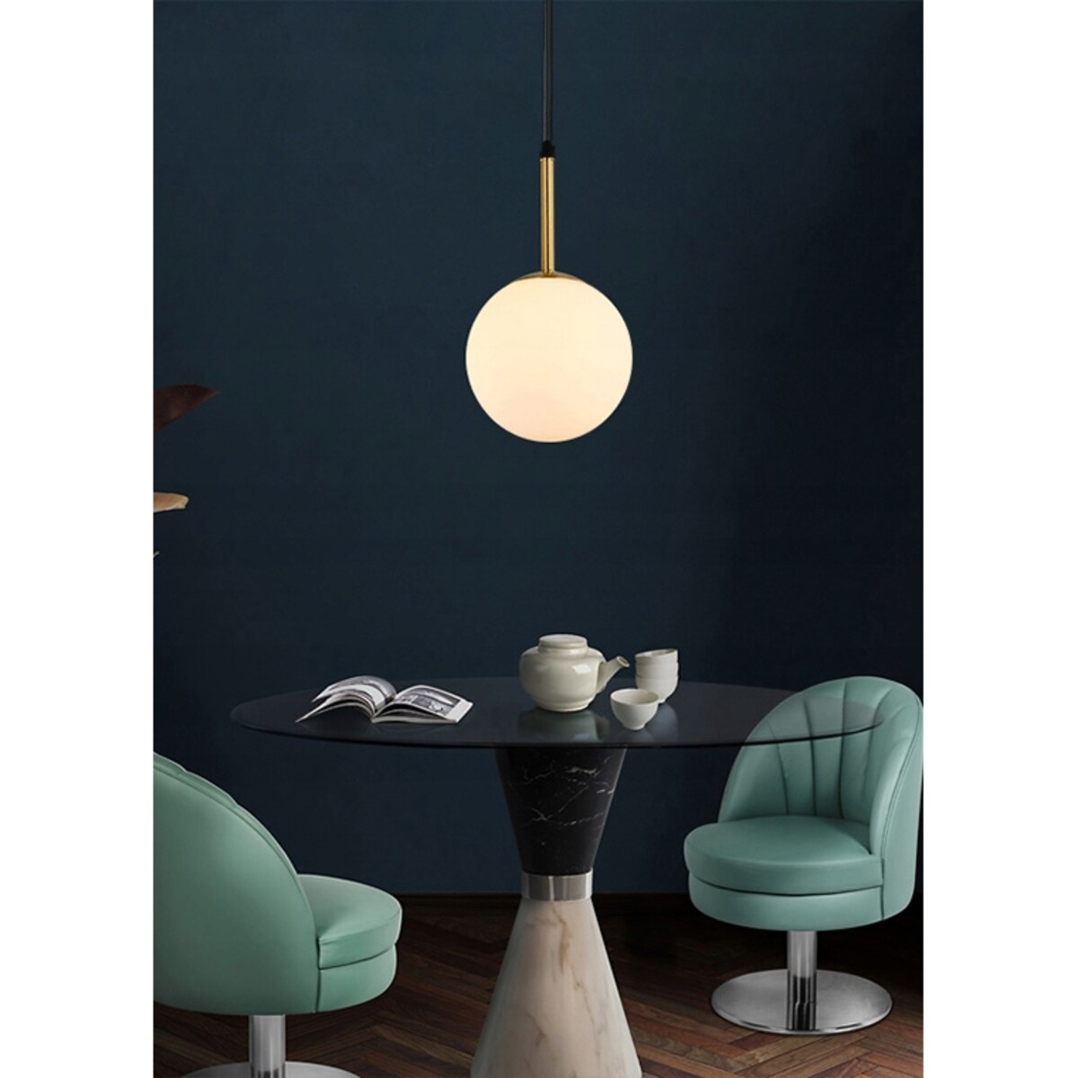 Lampa Wisząca Sufitowa Szklana Biała Mleczna Gold