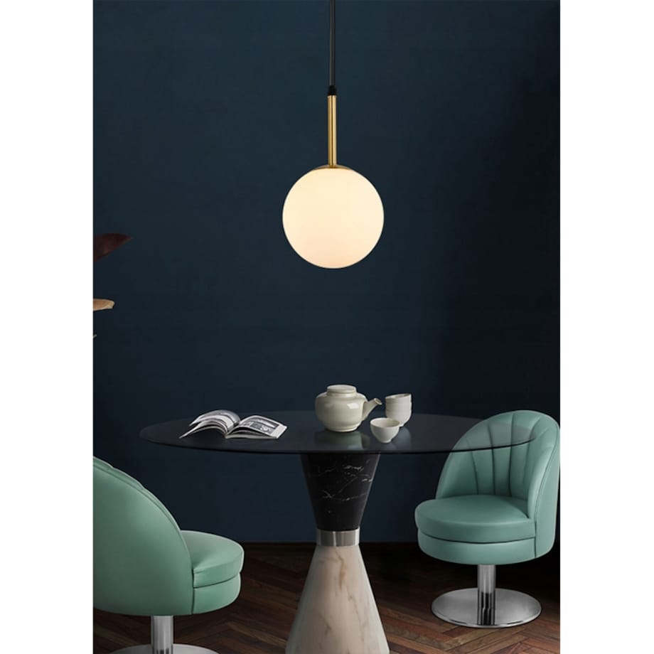 Lampa Wisząca Sufitowa Szklana Biała Mleczna Gold