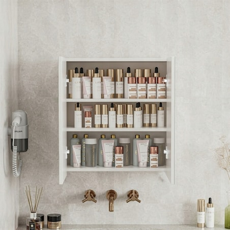 Wisząca szafka do łazienki z lustrem biała mdf nowoczesny design