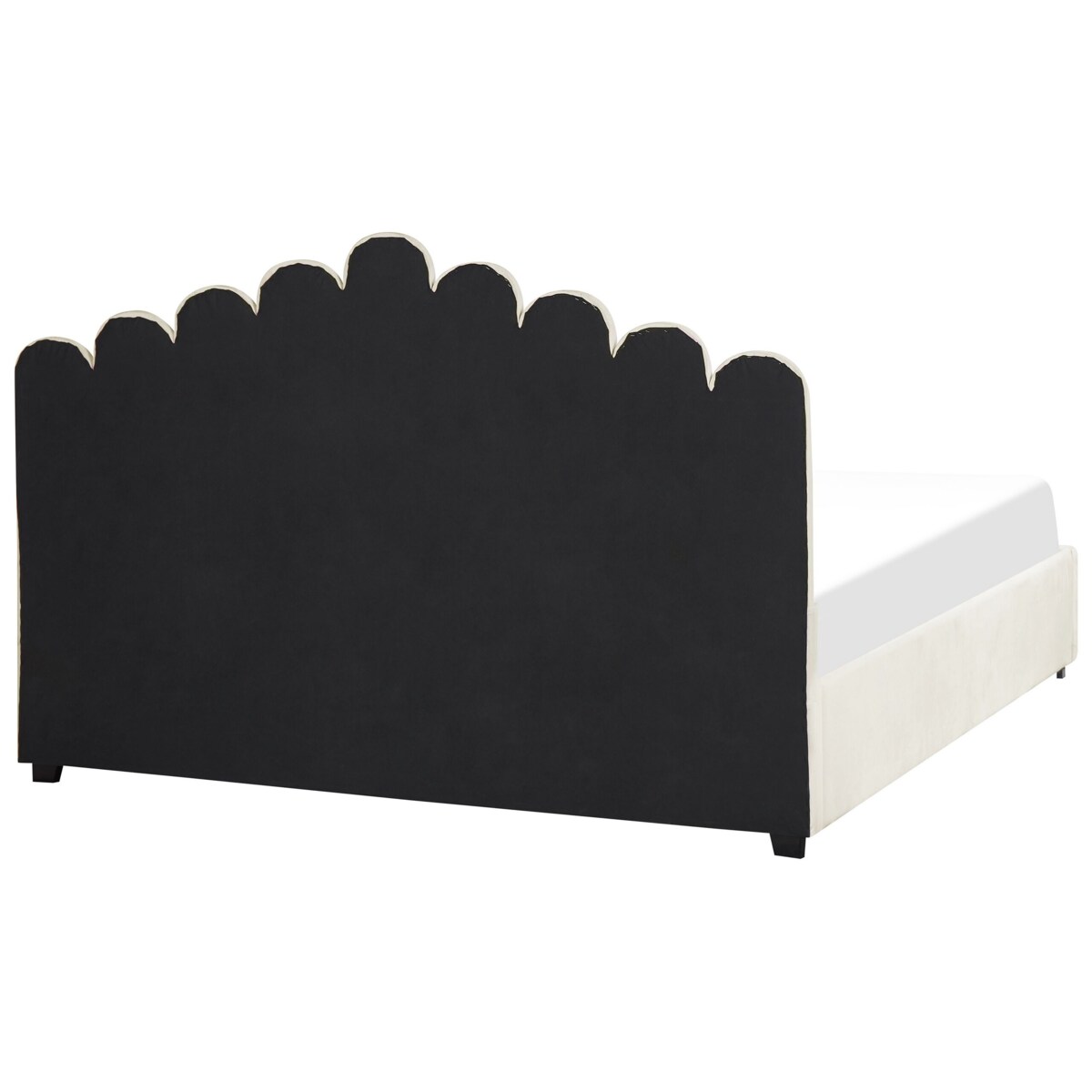 Łóżko z pojemnikiem welurowe 180 x 200 cm złamana biel VINCENNES