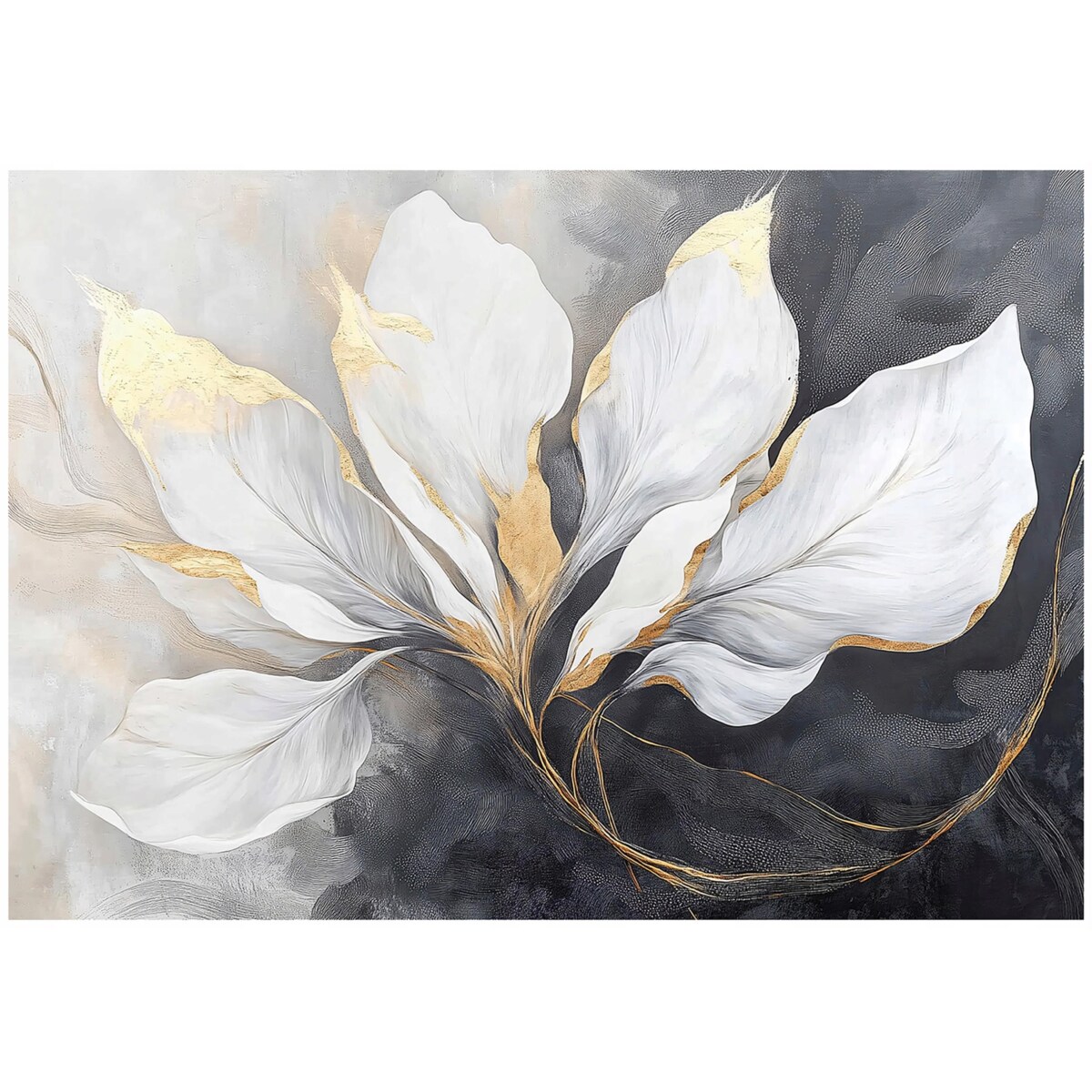 Fototapeta Do Sypialni Salonu Na Flizelinie Liście Glamour Szary 300x210