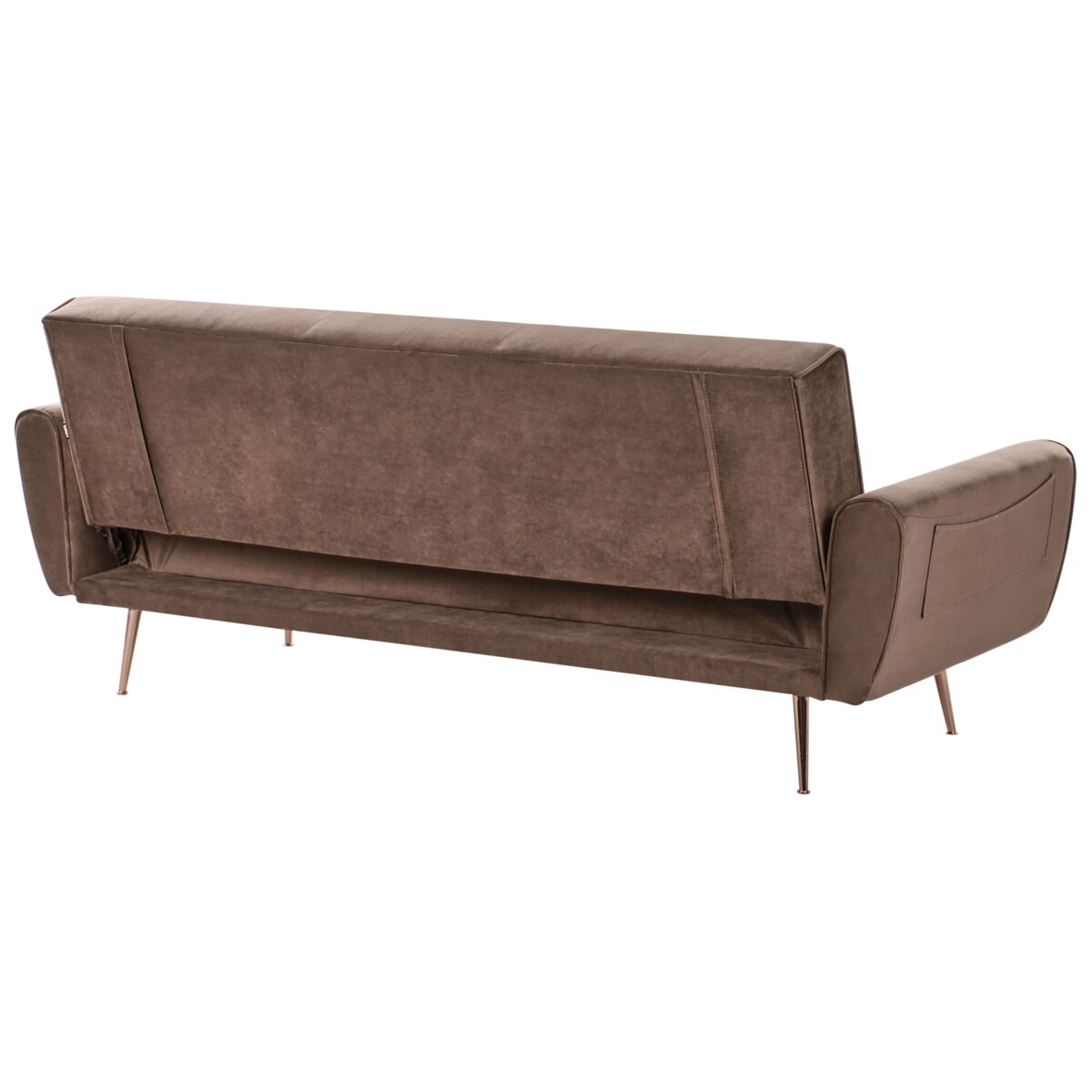Sofa rozkładana welurowa brązowa SELNES