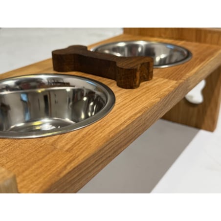 Miska dla psa na stojaku drewnianym L