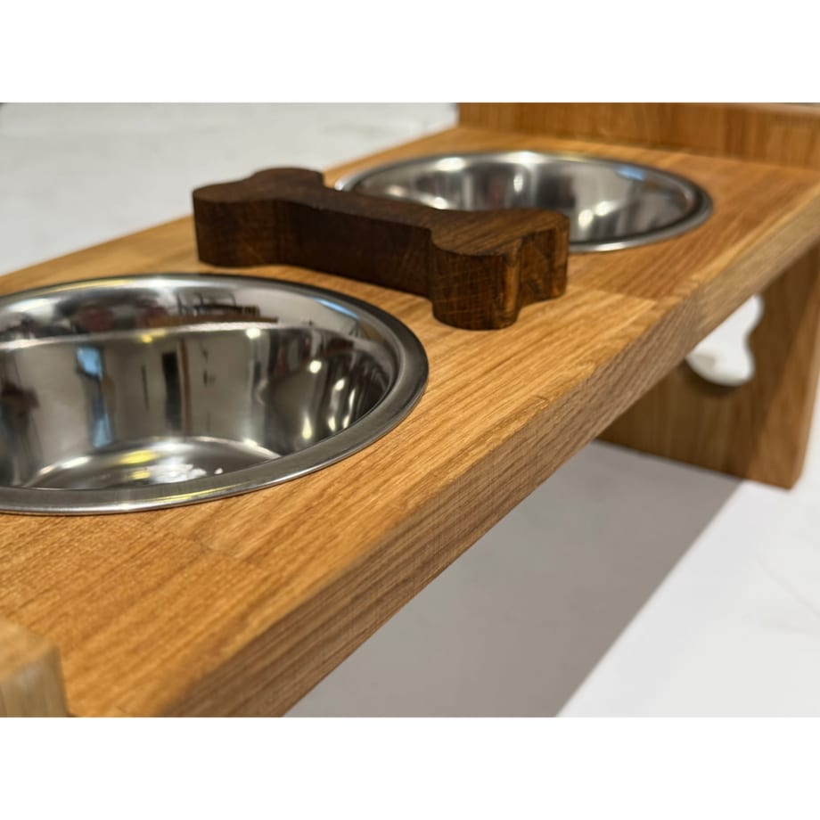 Miska dla psa na stojaku drewnianym L