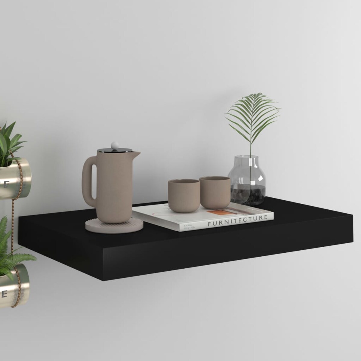 vidaXL Półka ścienna, czarna, 40x23x3,8 cm, MDF