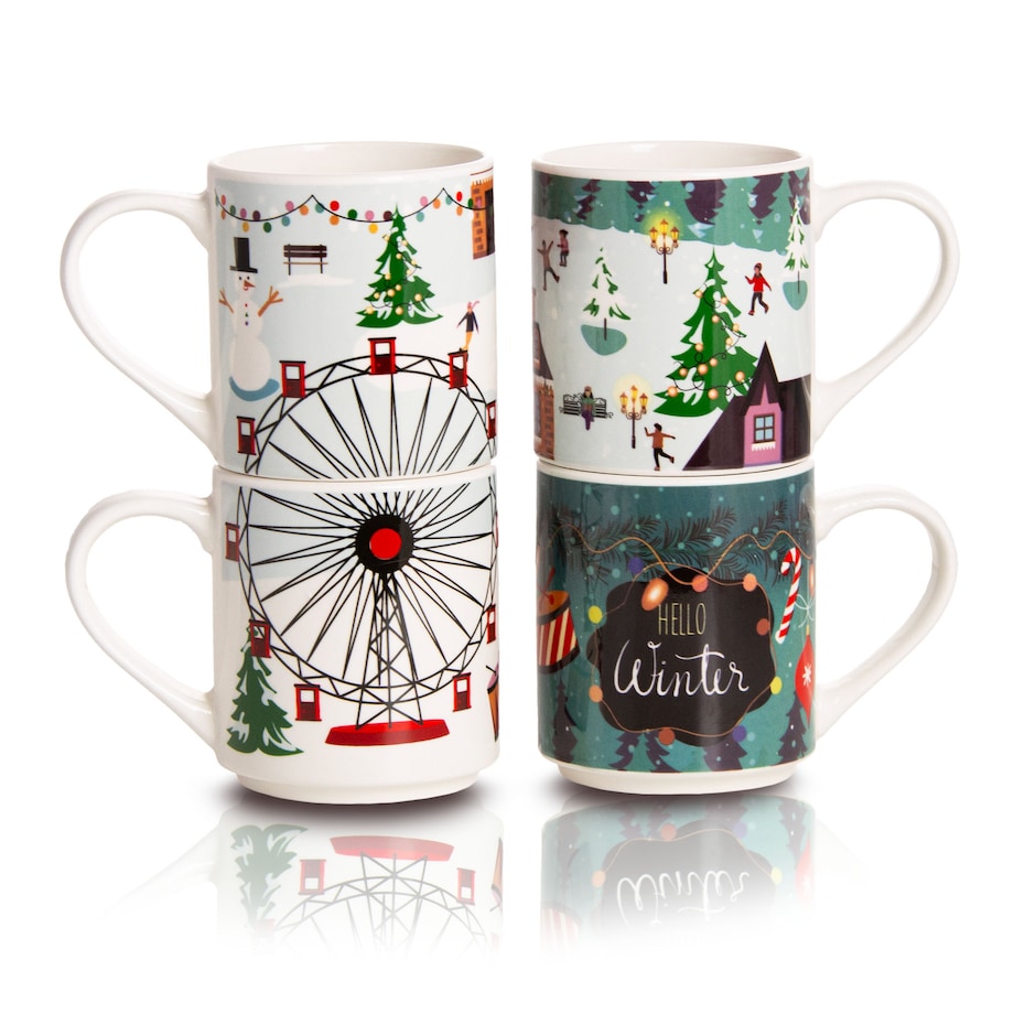 Zestaw Kubków Świątecznych 265 Ml Boże Narodzenie Stojący Święty Mikołaj