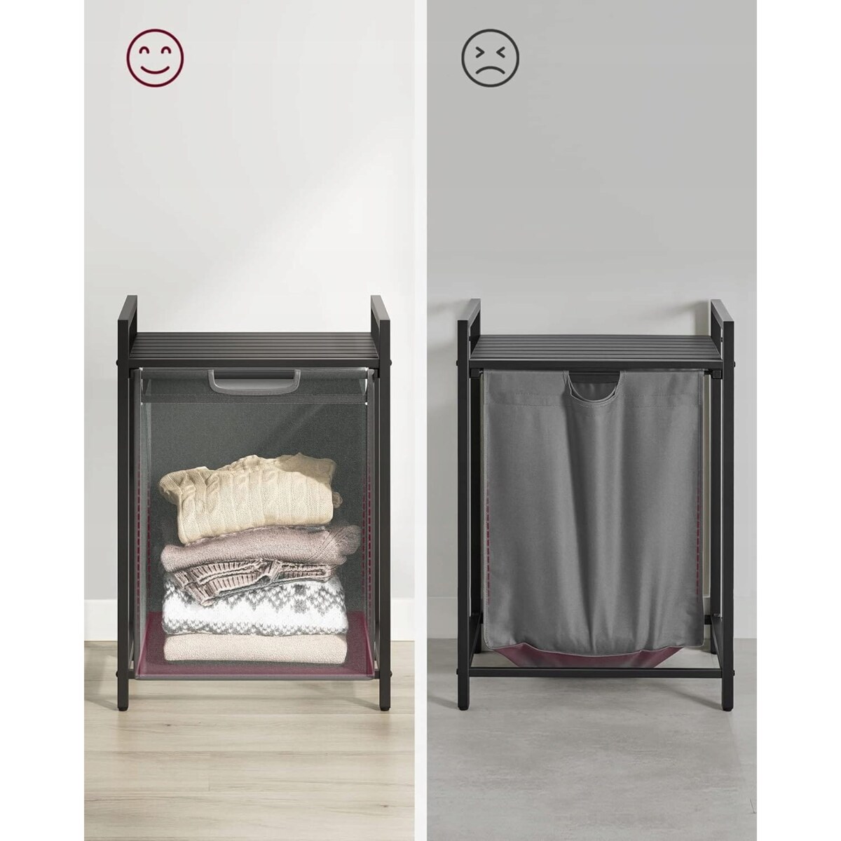 Szafka Łazienkowa Kosz 50X33X72 Cm Szary Czarny