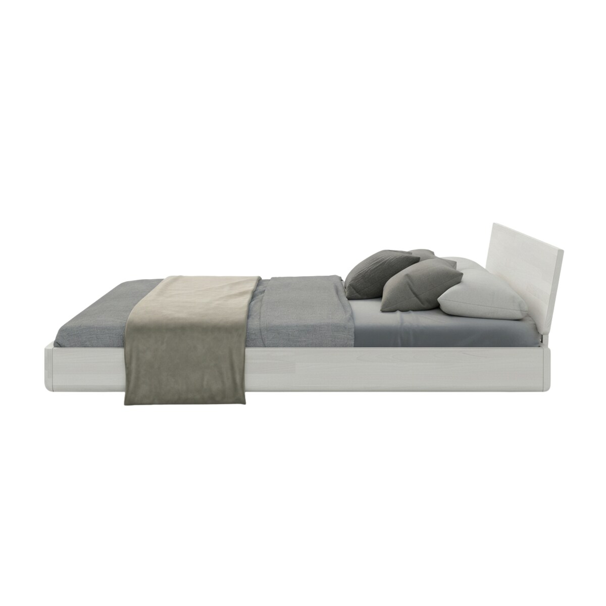 Łóżko lewitujące drewniane bukowe Visby LENA bez szafek / 120x200 cm, kolor biały